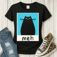 Meh Cat Meow Kitty Cat Lover Japanese Cat Kawaii Anime Women's T-Shirt thumb 3