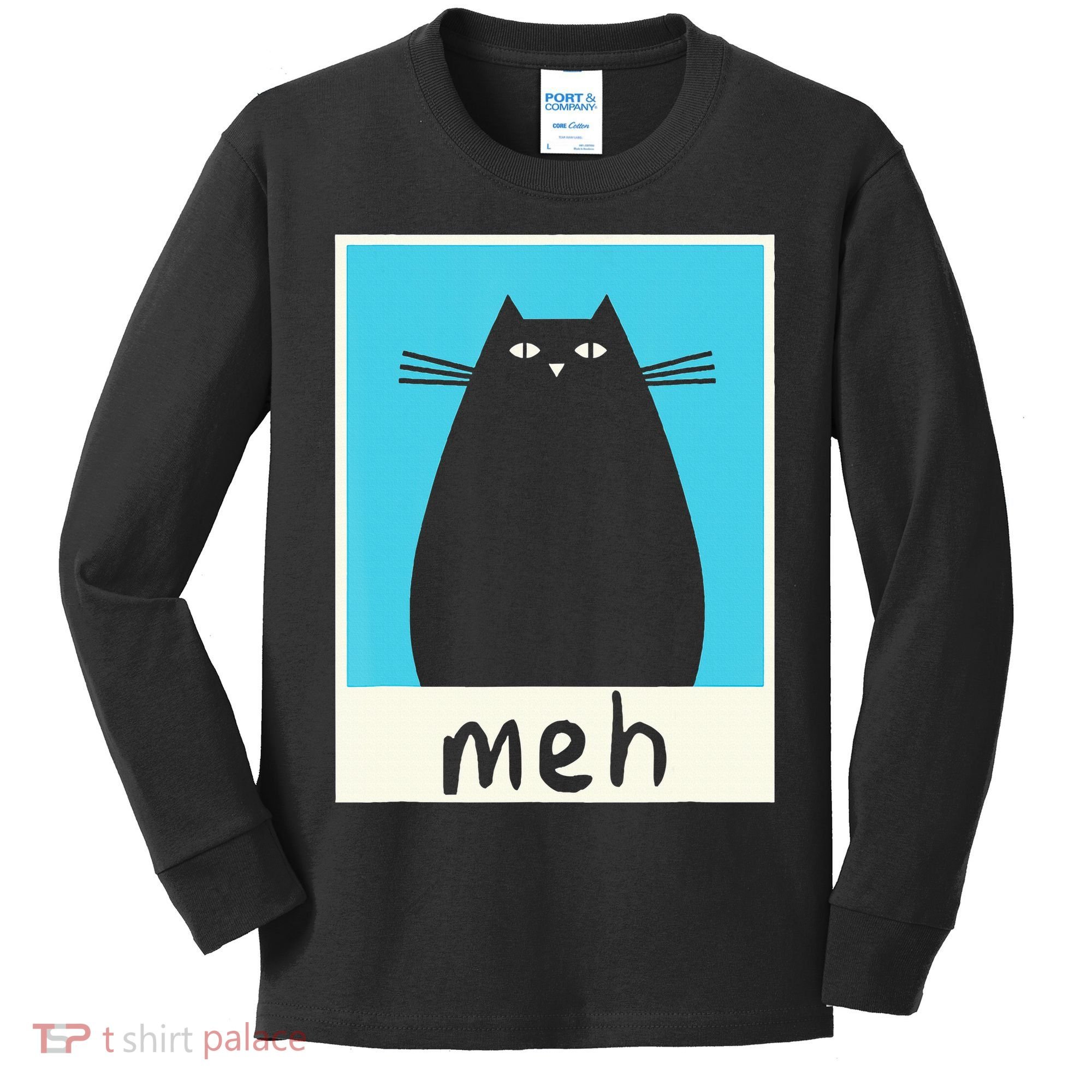 Meh Cat Meow Kitty Cat Lover Japanese Cat Kawaii Anime Kids Long Sleeve Shirt