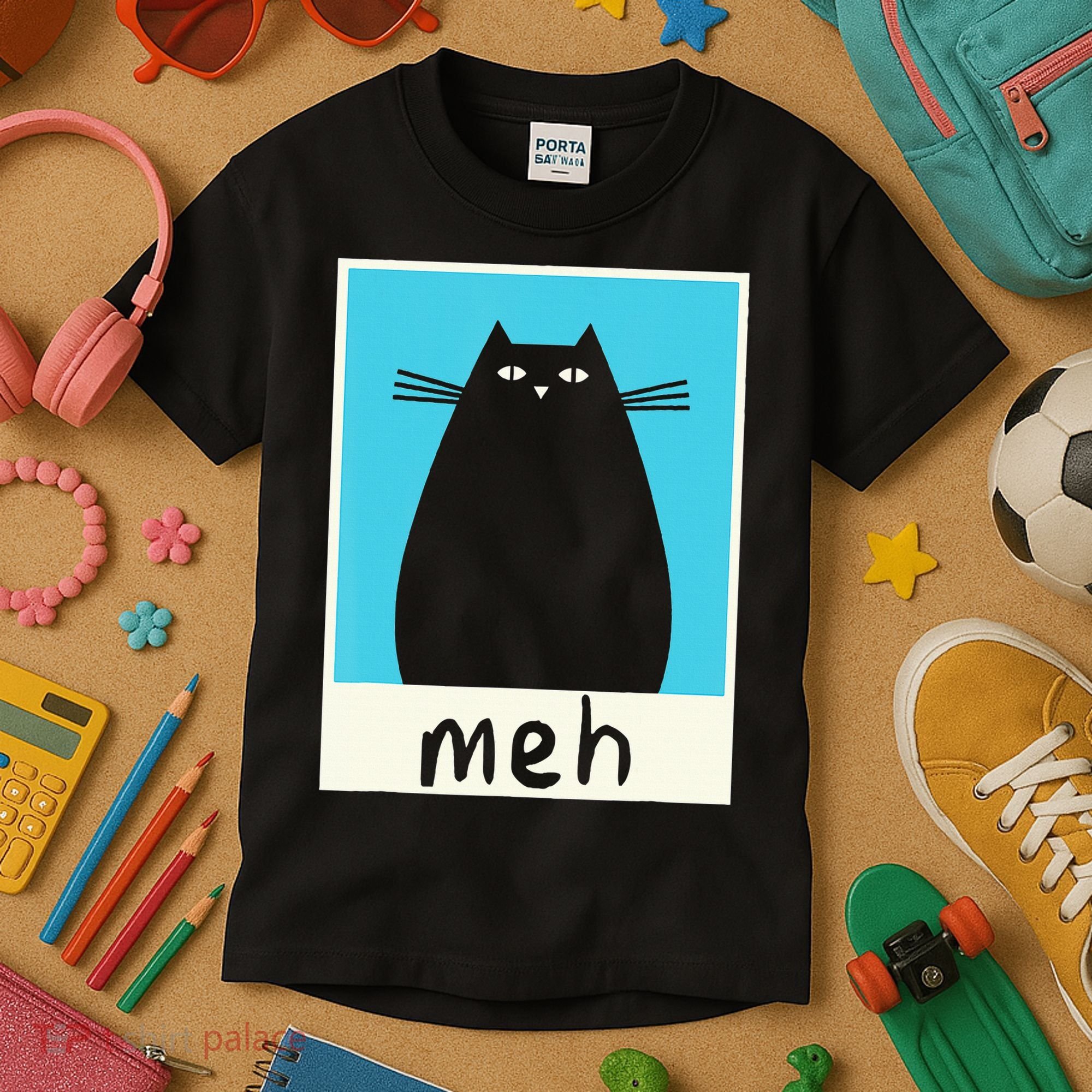 Meh Cat Meow Kitty Cat Lover Japanese Cat Kawaii Anime Kids T-Shirt