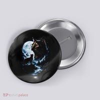 Mythical Cat Moonlight Adventure Night Sky Button thumb 0