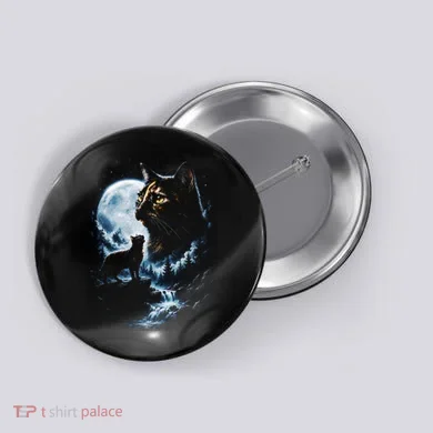 Mythical Cat Moonlight Adventure Night Sky Button