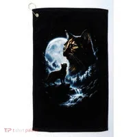 Mythical Cat Moonlight Adventure Night Sky Golf Towel thumb 0