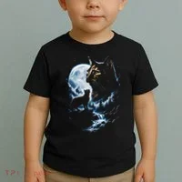 Mythical Cat Moonlight Adventure Night Sky Toddler T-Shirt thumb 2