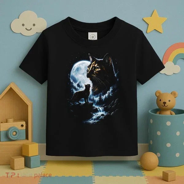 Mythical Cat Moonlight Adventure Night Sky Toddler T-Shirt