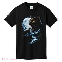Mythical Cat Moonlight Adventure Night Sky Kids T-Shirt thumb 0