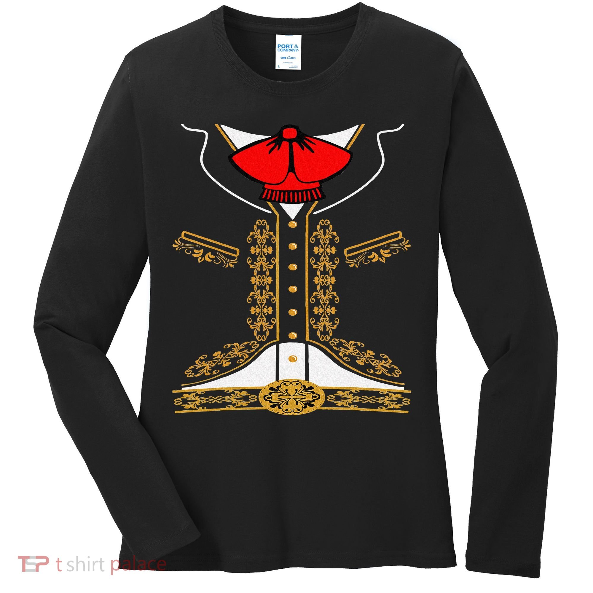 Mariachi Charro Mexican Costume For Cinco De Mayo Halloween Women's Long Sleeve Shirt