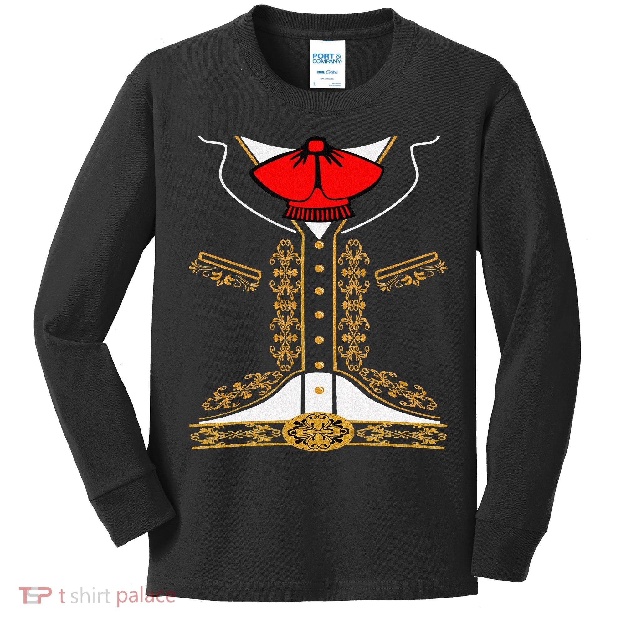 Mariachi Charro Mexican Costume For Cinco De Mayo Halloween Kids Long Sleeve Shirt