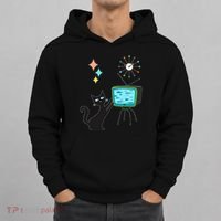 Mid Century Modern Retro Atomic Funny Cat With Fish TV Hoodie thumb 0