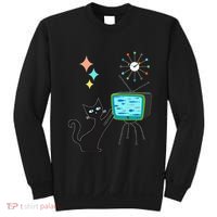 Mid Century Modern Retro Atomic Funny Cat With Fish TV Sweatshirt thumb 0