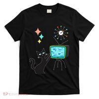 Mid Century Modern Retro Atomic Funny Cat With Fish TV T-Shirt thumb 0