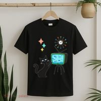 Mid Century Modern Retro Atomic Funny Cat With Fish TV T-Shirt thumb 2