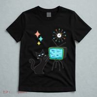 Mid Century Modern Retro Atomic Funny Cat With Fish TV T-Shirt thumb 5