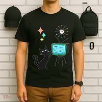 Mid Century Modern Retro Atomic Funny Cat With Fish TV T-Shirt thumb 6