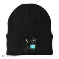 Mid Century Modern Retro Atomic Funny Cat With Fish TV Beanie thumb 0