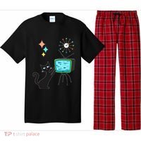 Mid Century Modern Retro Atomic Funny Cat With Fish TV Pajama Set thumb 0