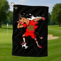 Moroccan Camel Morocco Flag Soccer Rabat Football Player Great Gift Golf Towel thumb 1