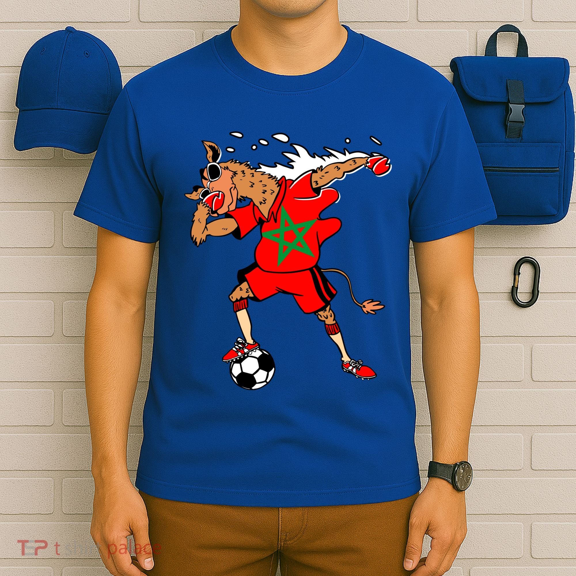 Moroccan Camel Morocco Flag Soccer Rabat Football Player Great Gift T-Shirt