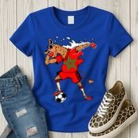 Moroccan Camel Morocco Flag Soccer Rabat Football Player Great Gift Women's T-Shirt thumb 3