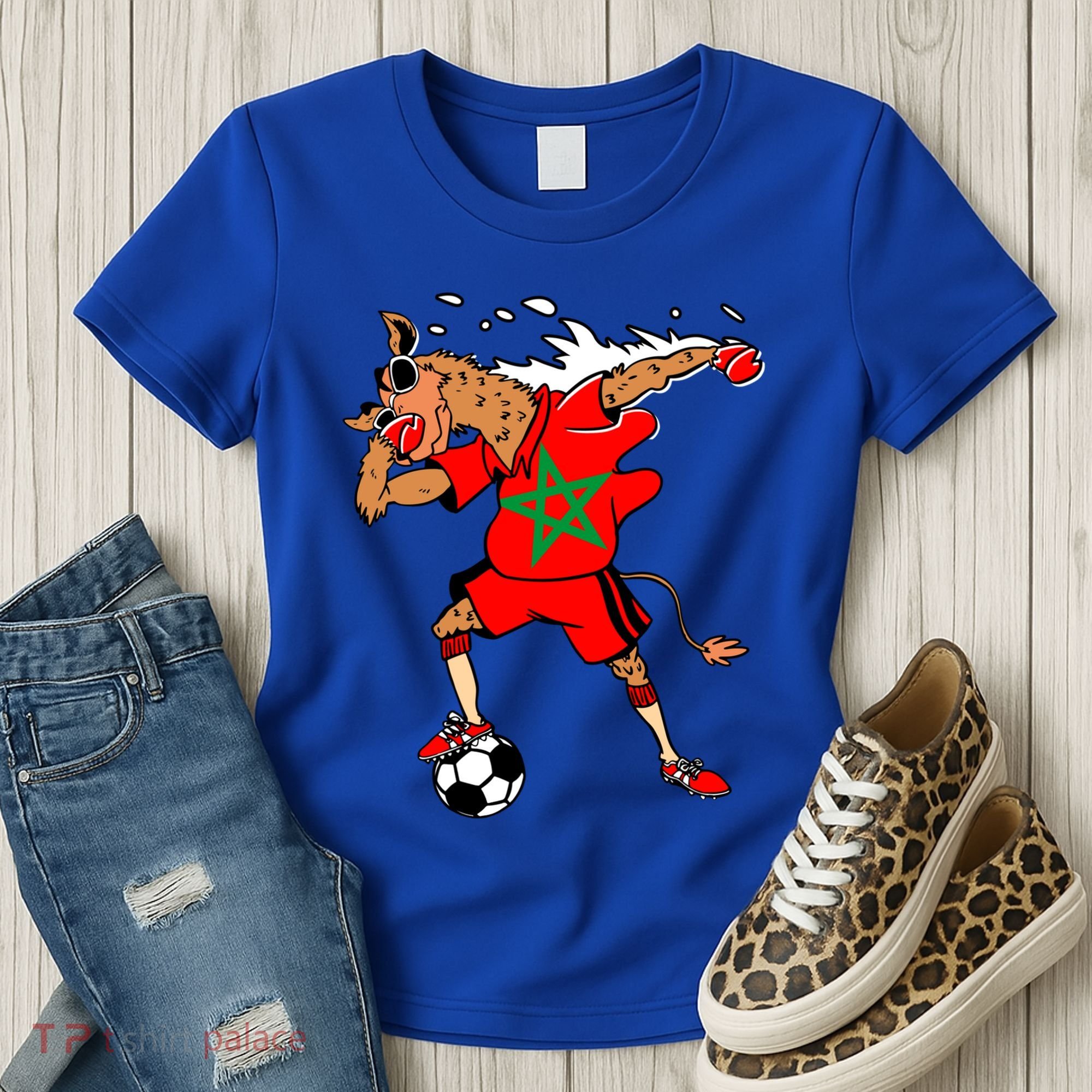 Moroccan Camel Morocco Flag Soccer Rabat Football Player Great Gift Women's T-Shirt