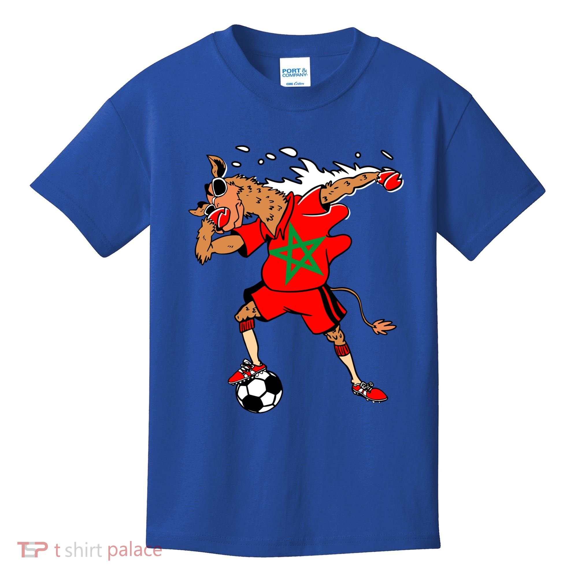 Moroccan Camel Morocco Flag Soccer Rabat Football Player Great Gift Kids T-Shirt