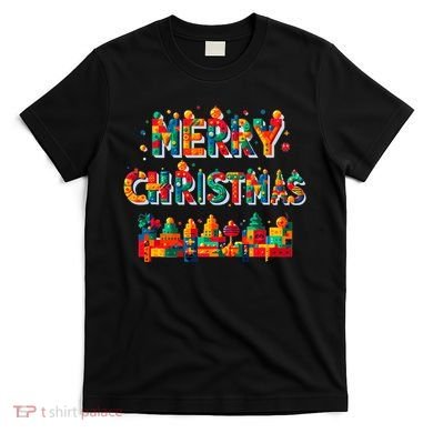 Merry Christmas Master Builder Building Bricks Blocks Lovers T-Shirt