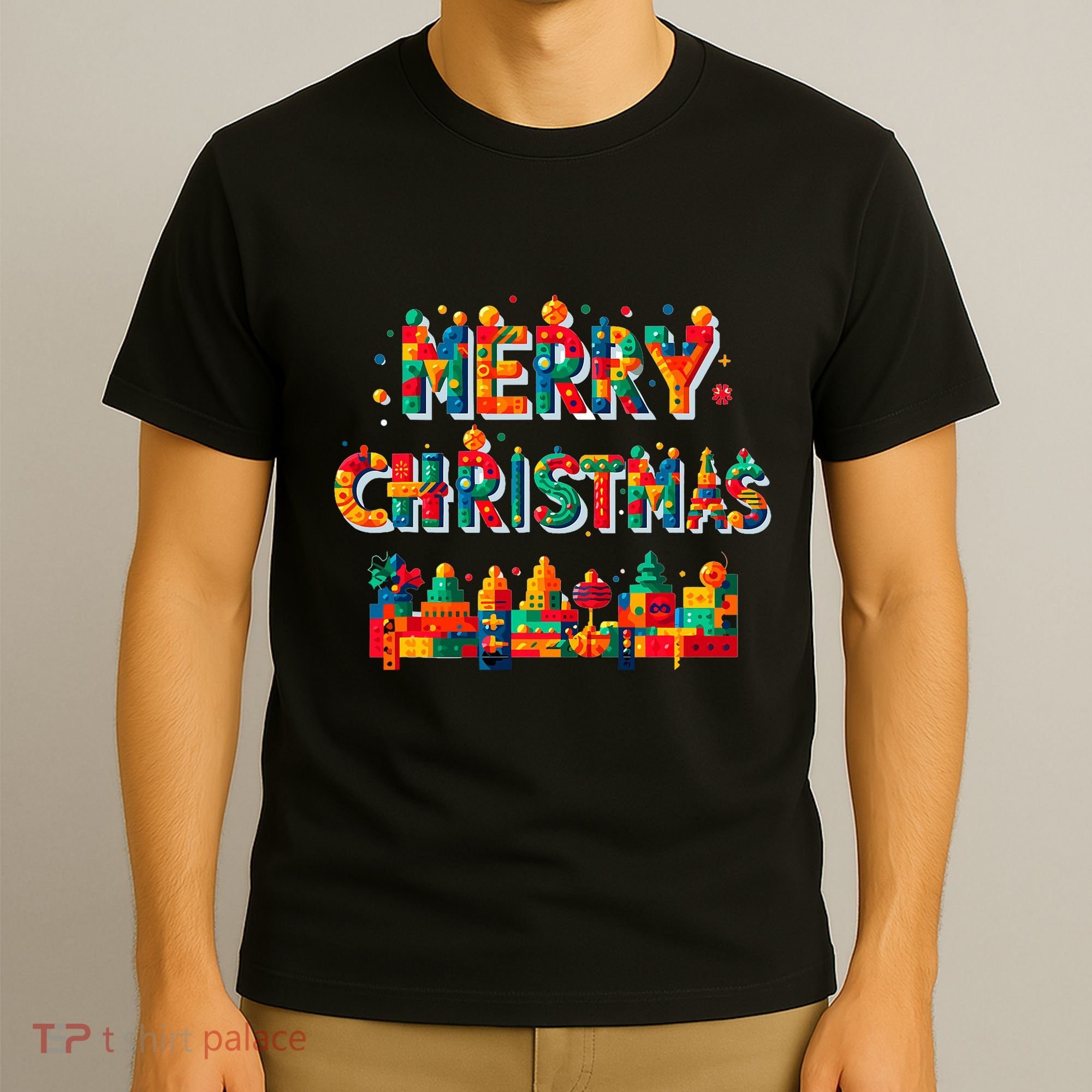 Merry Christmas Master Builder Building Bricks Blocks Lovers T-Shirt