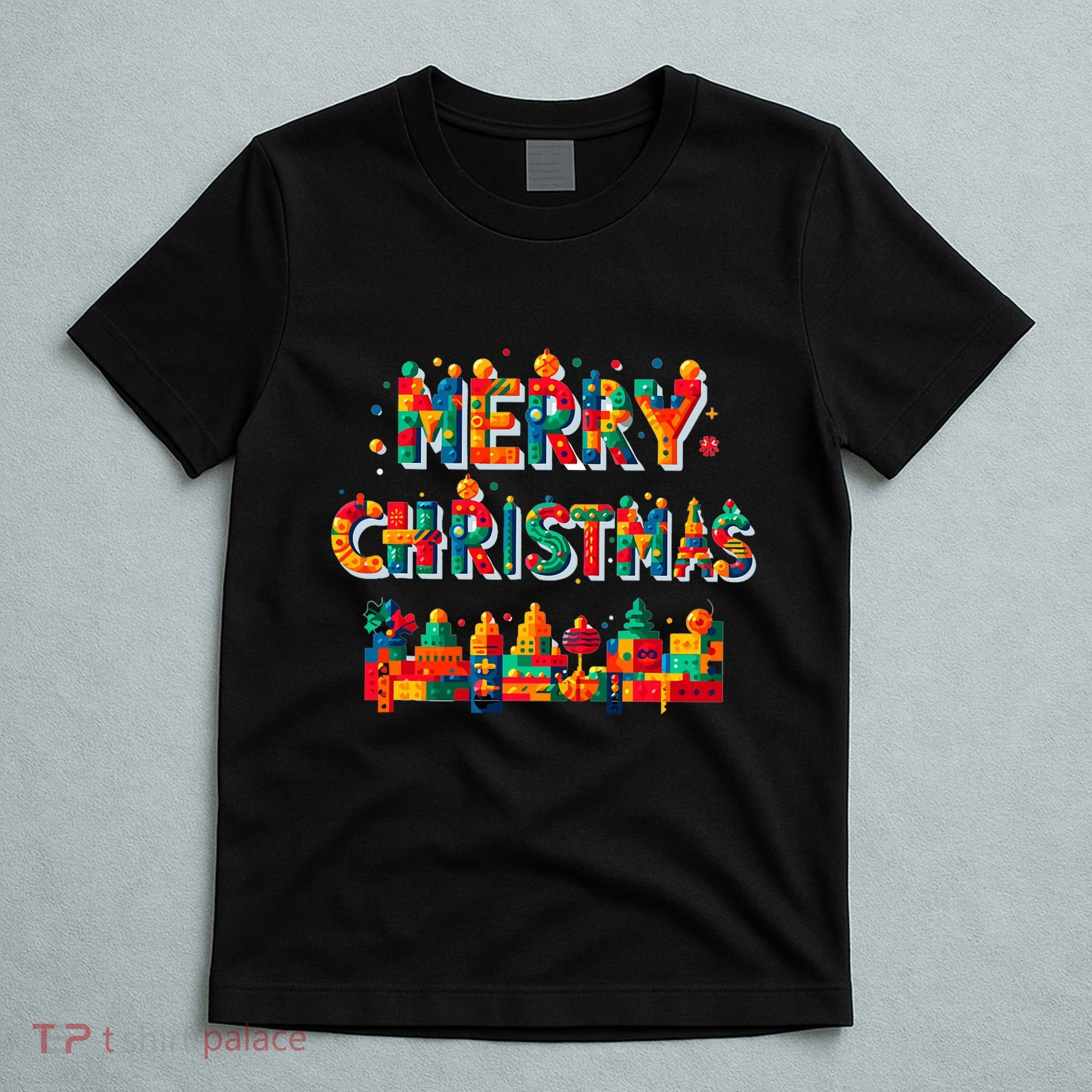 Merry Christmas Master Builder Building Bricks Blocks Lovers T-Shirt