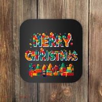 Merry Christmas Master Builder Building Bricks Blocks Lovers Coaster thumb 0