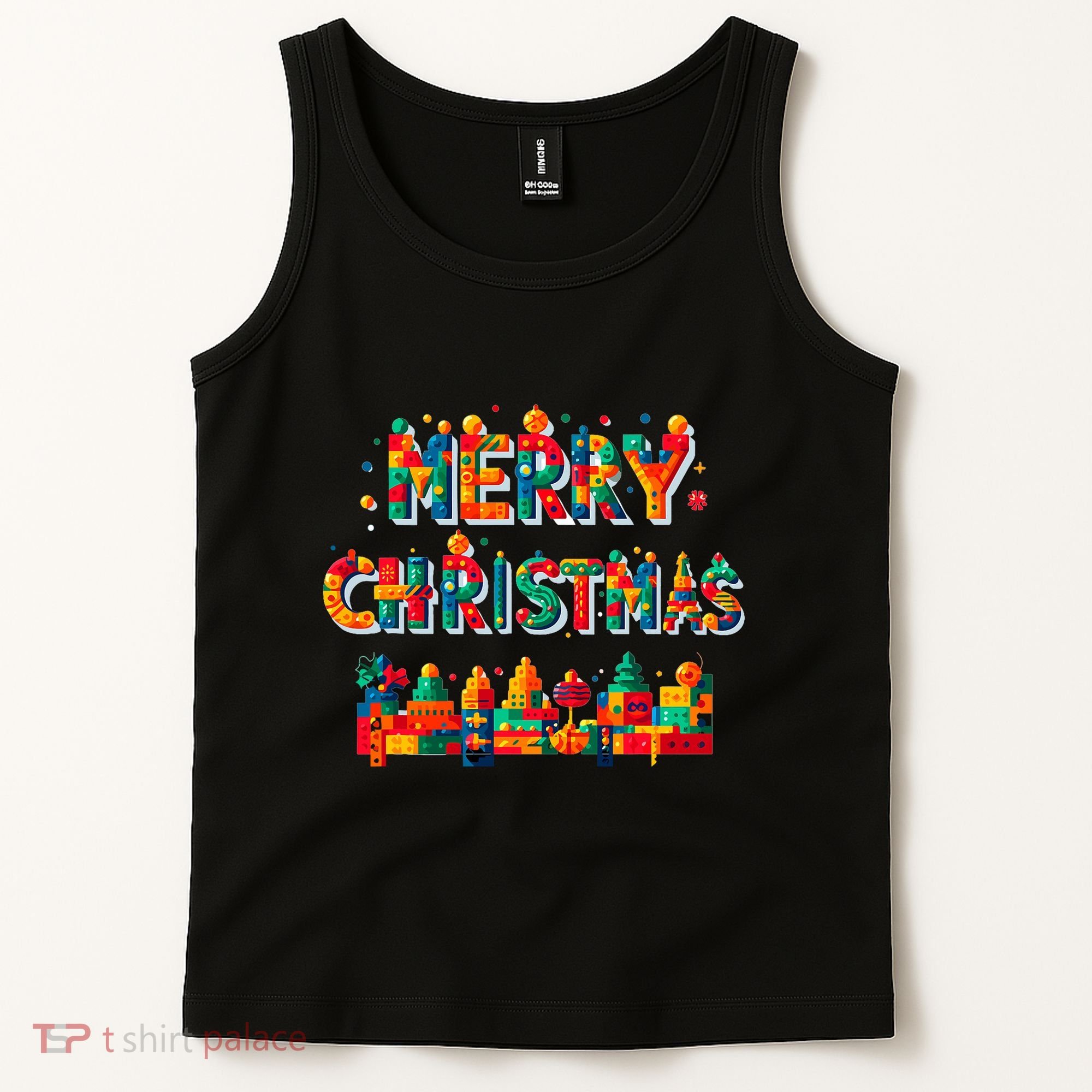 Merry Christmas Master Builder Building Bricks Blocks Lovers Tank Top