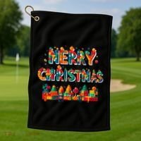 Merry Christmas Master Builder Building Bricks Blocks Lovers Golf Towel thumb 1