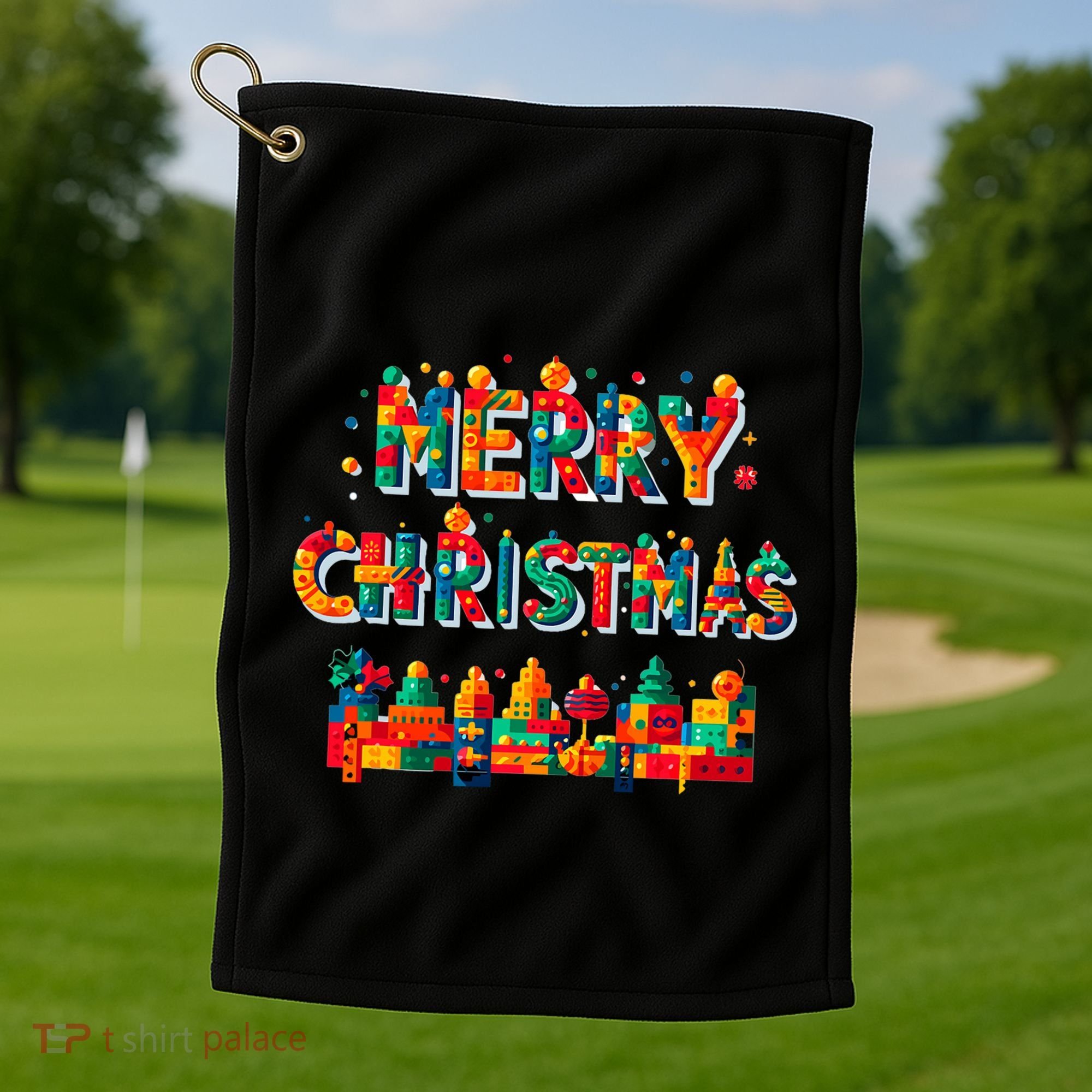 Merry Christmas Master Builder Building Bricks Blocks Lovers Golf Towel