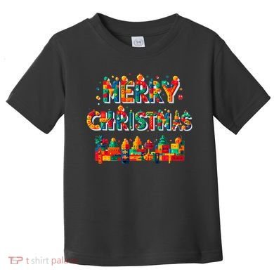Merry Christmas Master Builder Building Bricks Blocks Lovers Toddler T-Shirt