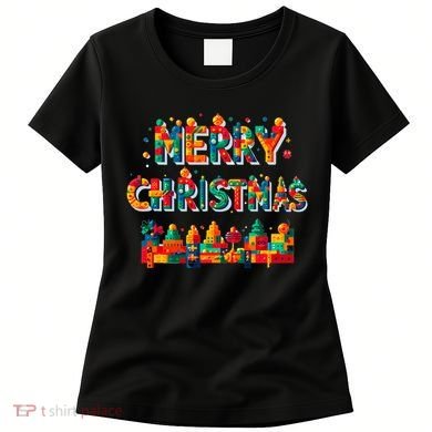 Merry Christmas Master Builder Building Bricks Blocks Lovers Women's T-Shirt
