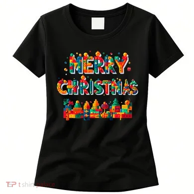 Merry Christmas Master Builder Building Bricks Blocks Lovers Women's T-Shirt