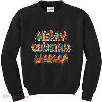 Merry Christmas Master Builder Building Bricks Blocks Lovers Kids Sweatshirt thumb 0