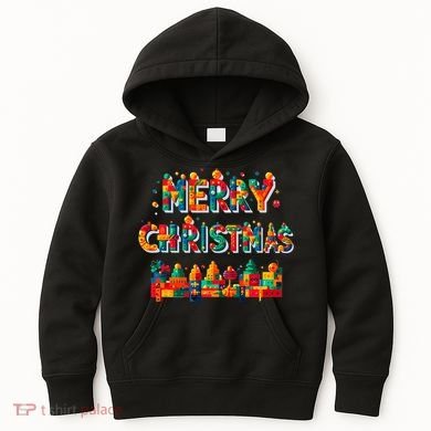 Merry Christmas Master Builder Building Bricks Blocks Lovers Kids Hoodie