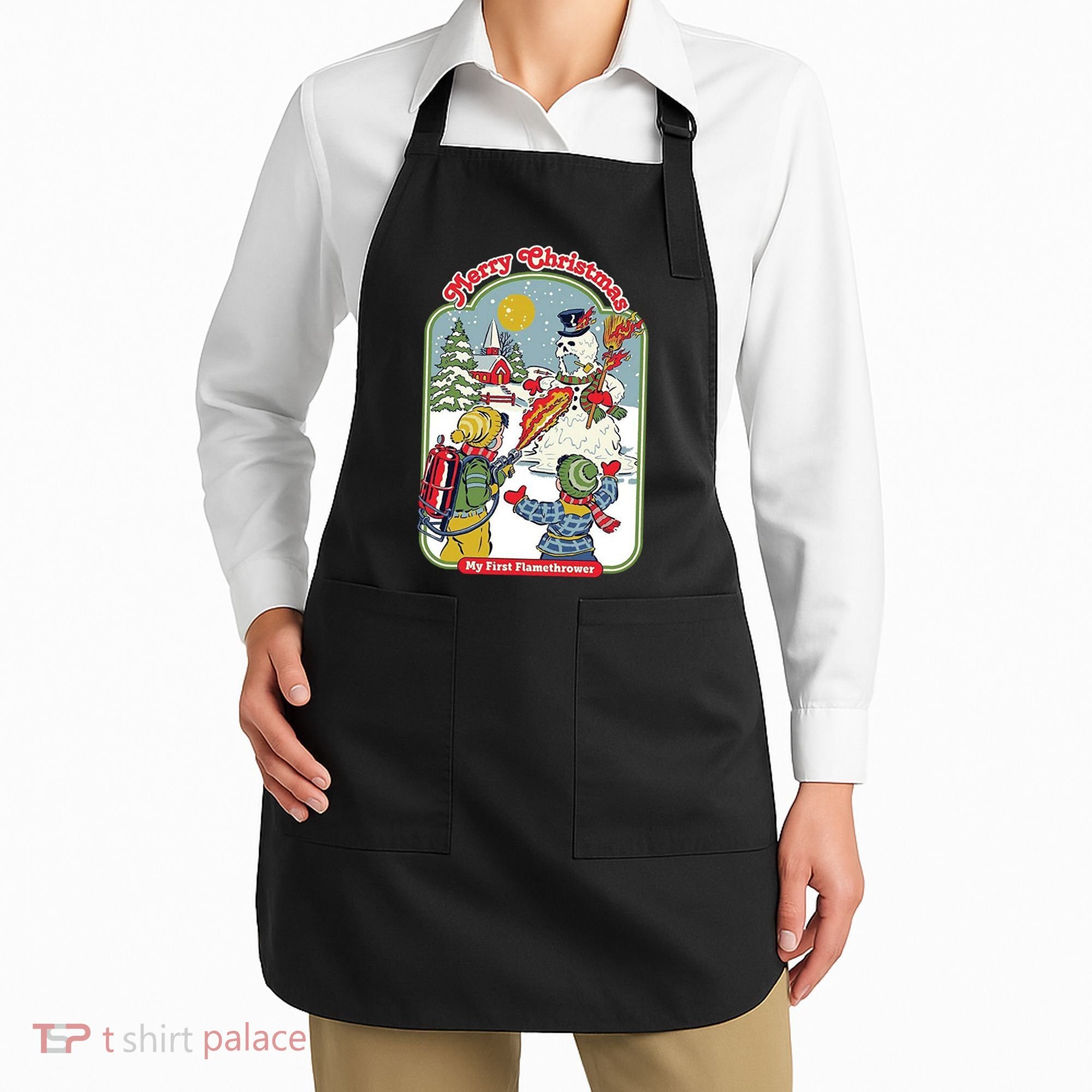 Merry Christmas My First Flamethrower Apron