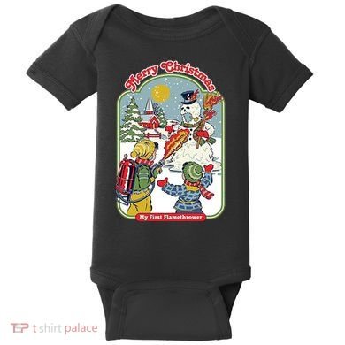 Merry Christmas My First Flamethrower Baby Bodysuit