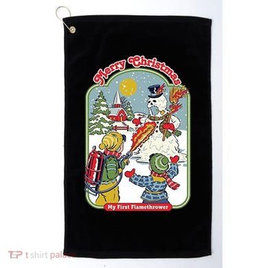 Merry Christmas My First Flamethrower Golf Towel