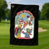 Merry Christmas My First Flamethrower Golf Towel thumb 1