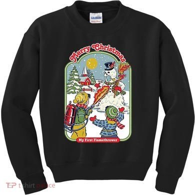 Merry Christmas My First Flamethrower Kids Sweatshirt