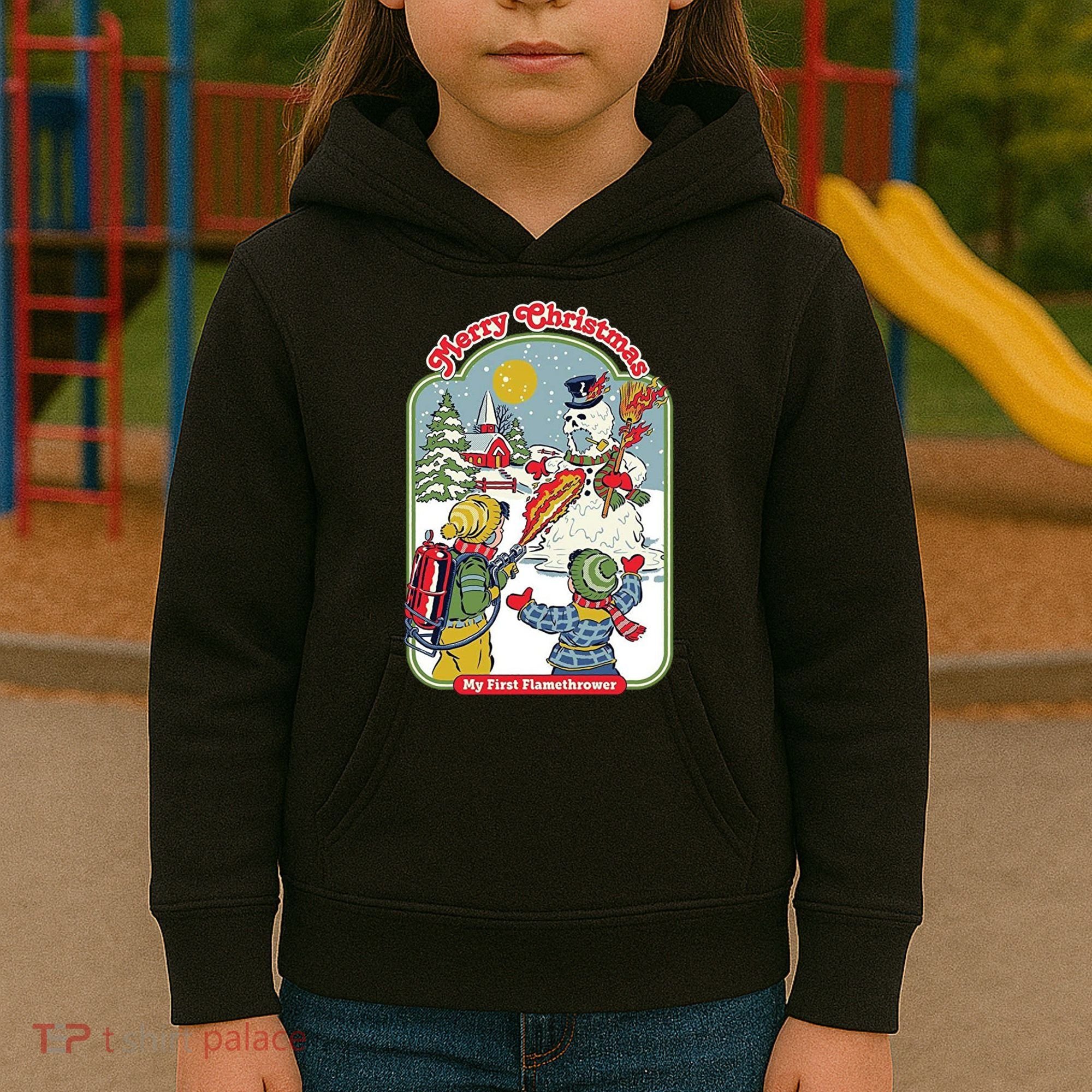 Merry Christmas My First Flamethrower Kids Hoodie