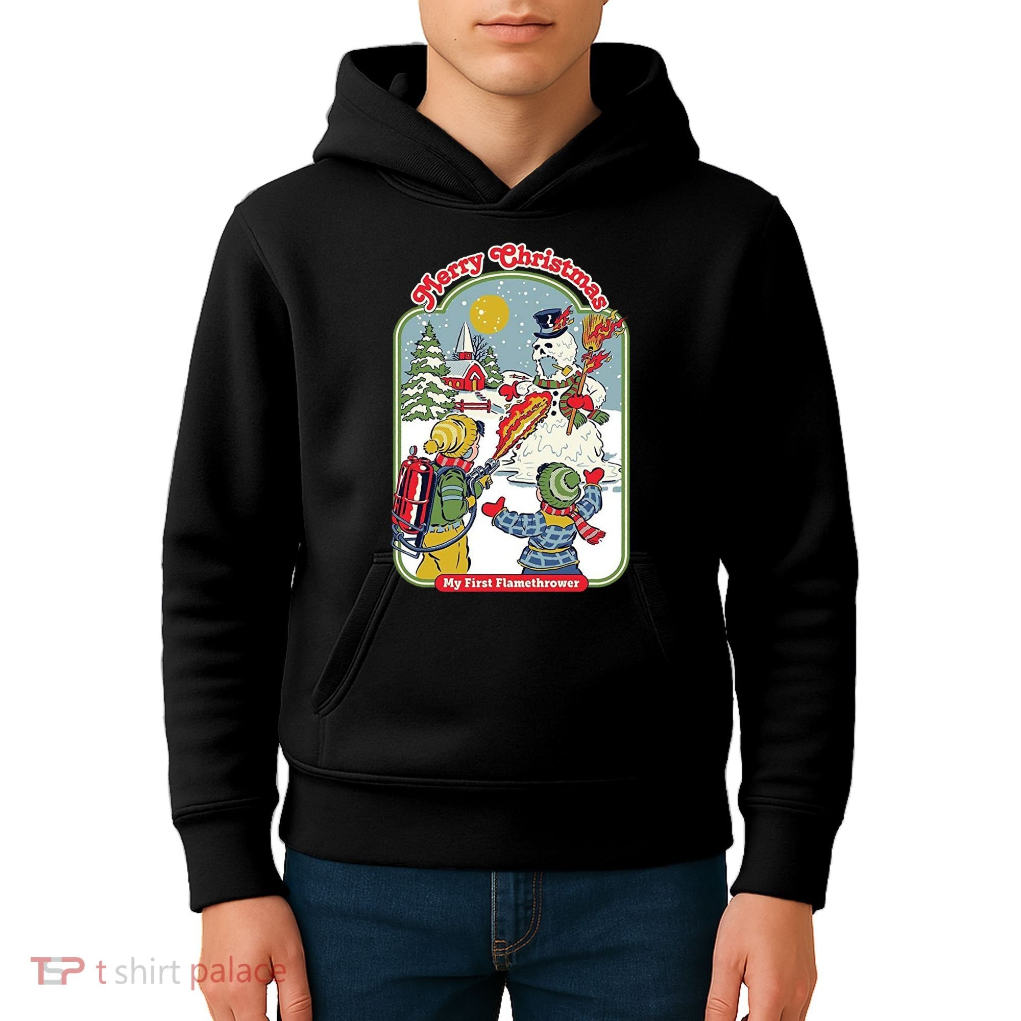 Merry Christmas My First Flamethrower Kids Hoodie