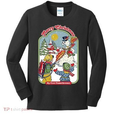 Merry Christmas My First Flamethrower Kids Long Sleeve Shirt