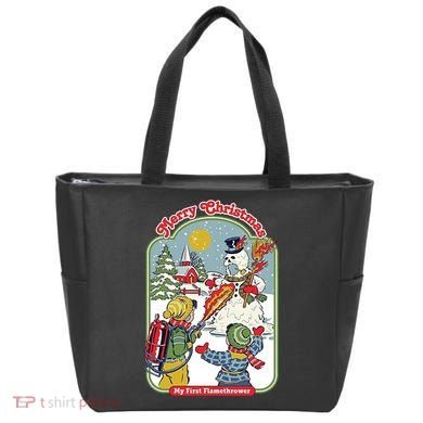 Merry Christmas My First Flamethrower Tote Bag