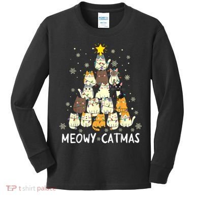 Meowy Catmas Kids Long Sleeve Shirt