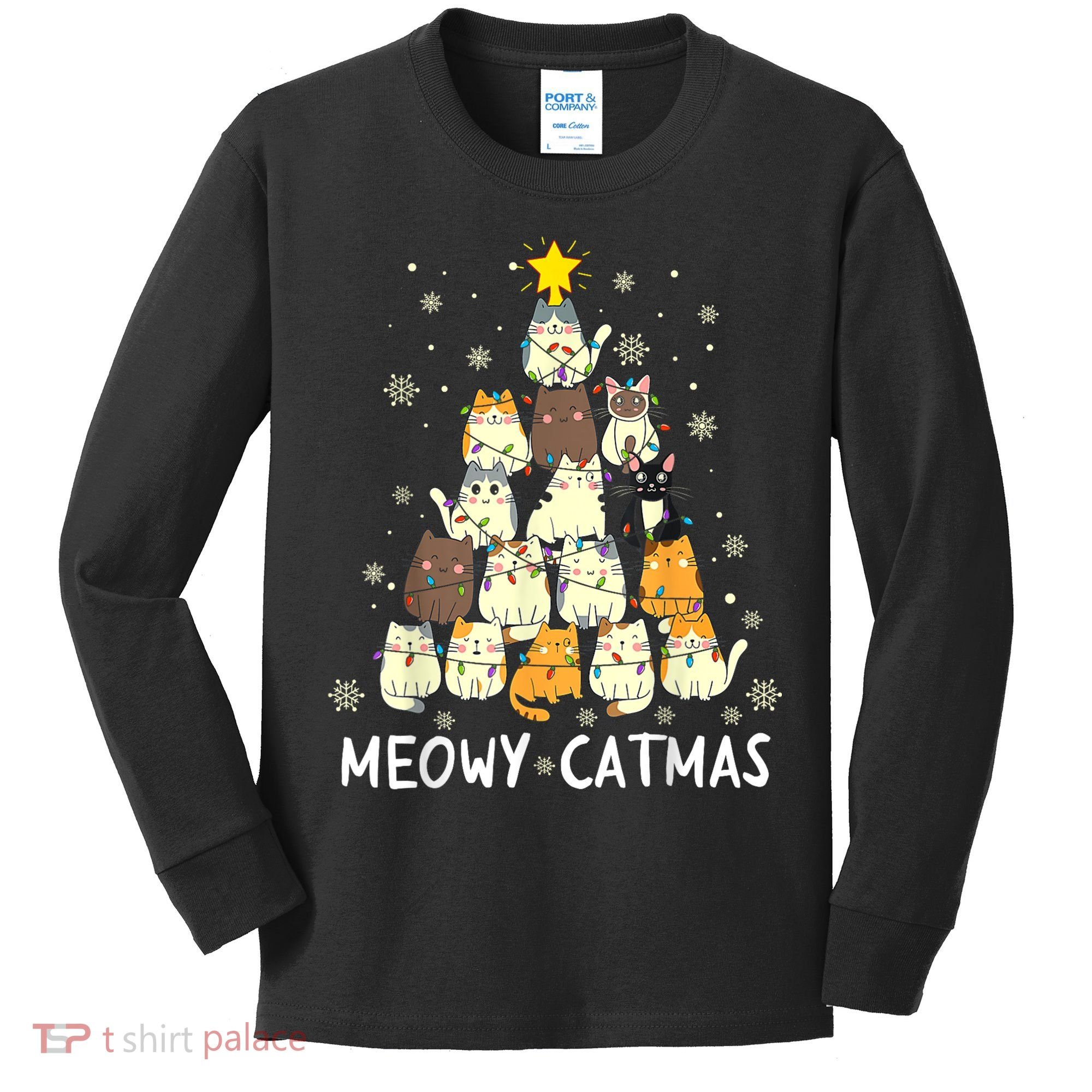 Meowy Catmas Kids Long Sleeve Shirt