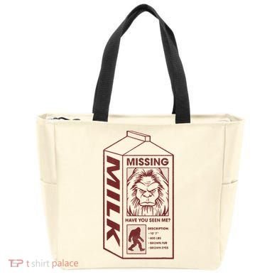 Milk Carton Missing Bigfoot Tote Bag