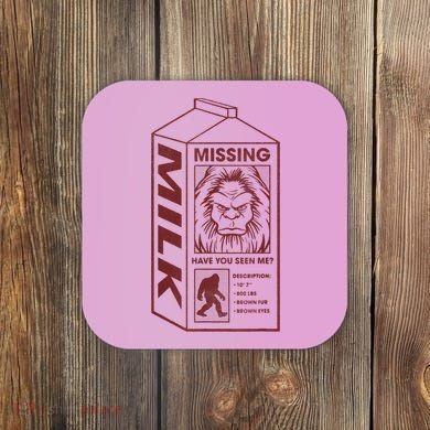 Milk Carton Missing Bigfoot Coaster