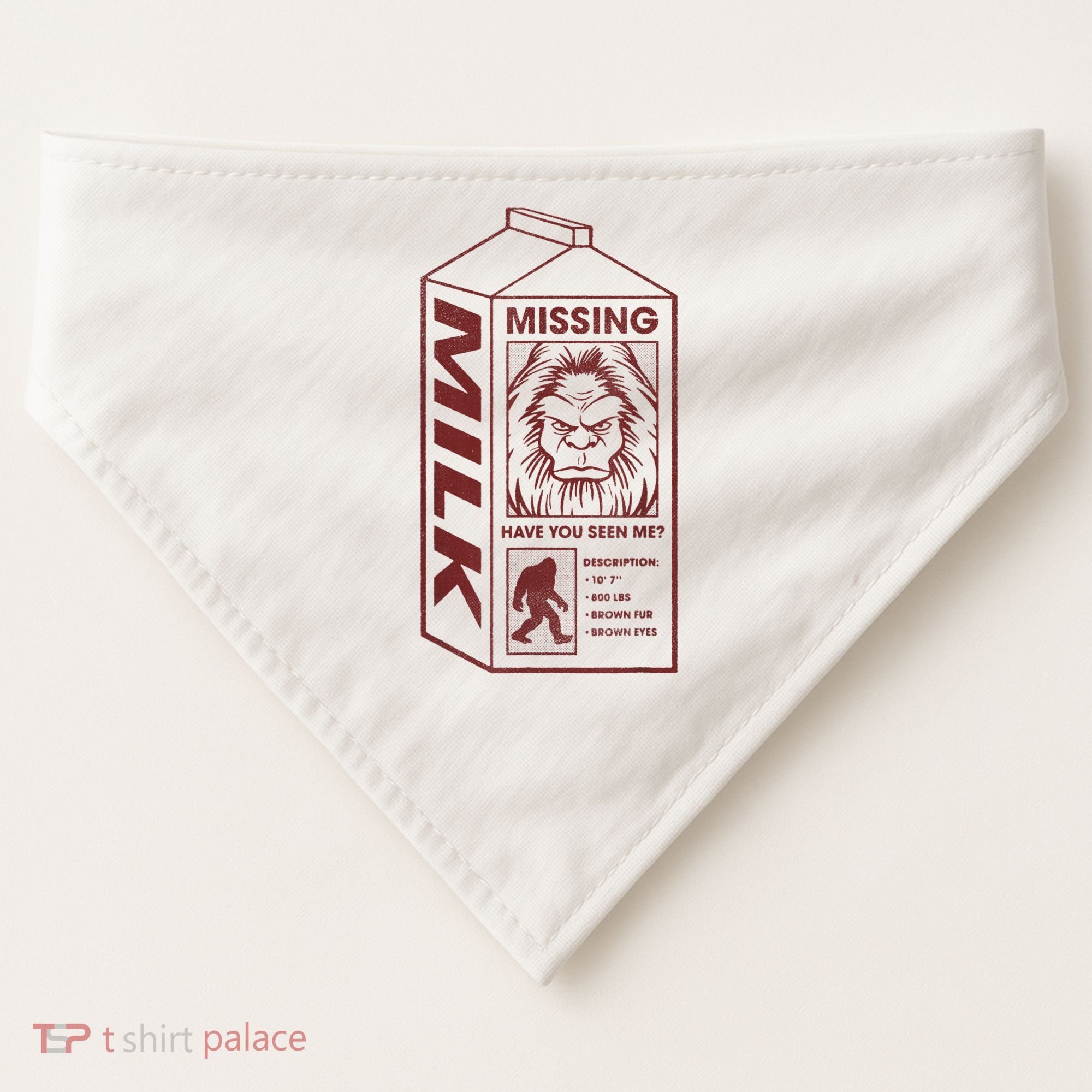 Milk Carton Missing Bigfoot USA-Made Doggie Bandana